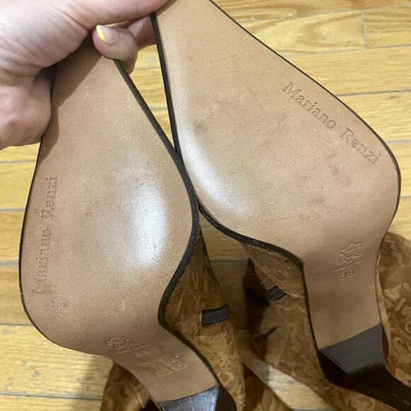 Mariano Renzi Womens High Boots 39/8 US Brown Suede Stiletto Cut-out Pointed. - Picture 5 of 7